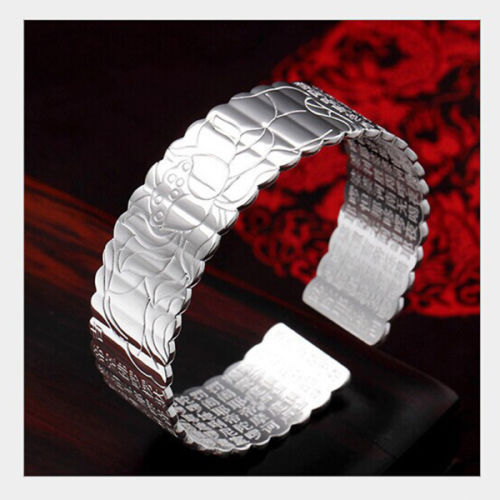 Women’s Fashion Jewelry Lotus Flower 925 Silver Plated Cuff Bracelet 24-2