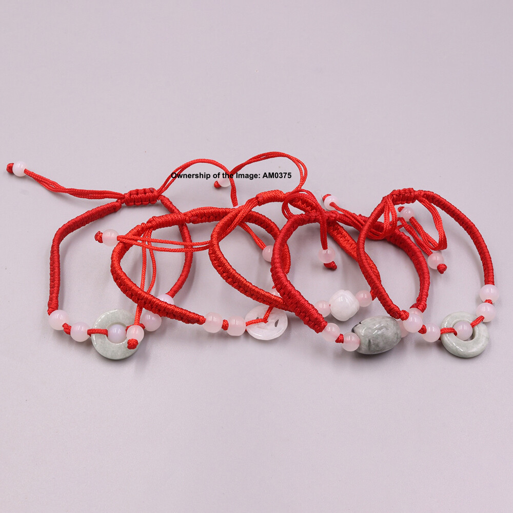 5pcs Mix Natural Jade Bead Handmade Bracelet Adjustable 15-17cm Lucky Gift #4