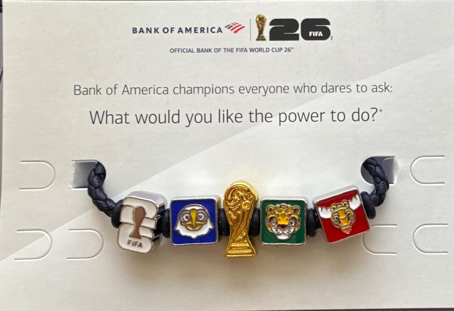 Bank of America FIFA World Cup 26 Braided Cord Bead Charm Bracelet Multicolor