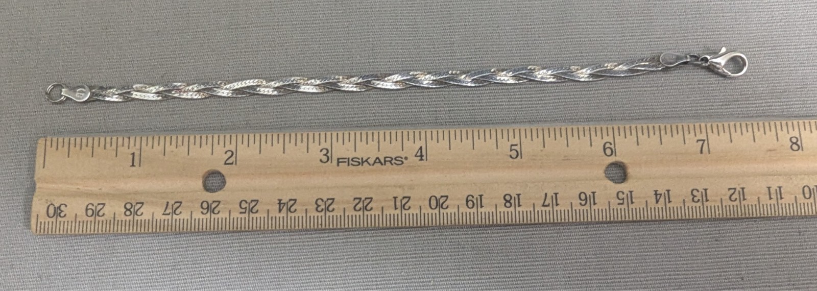 Vintage Italy 925 Sterling Silver Twisted Braided Herringbone Bracelet