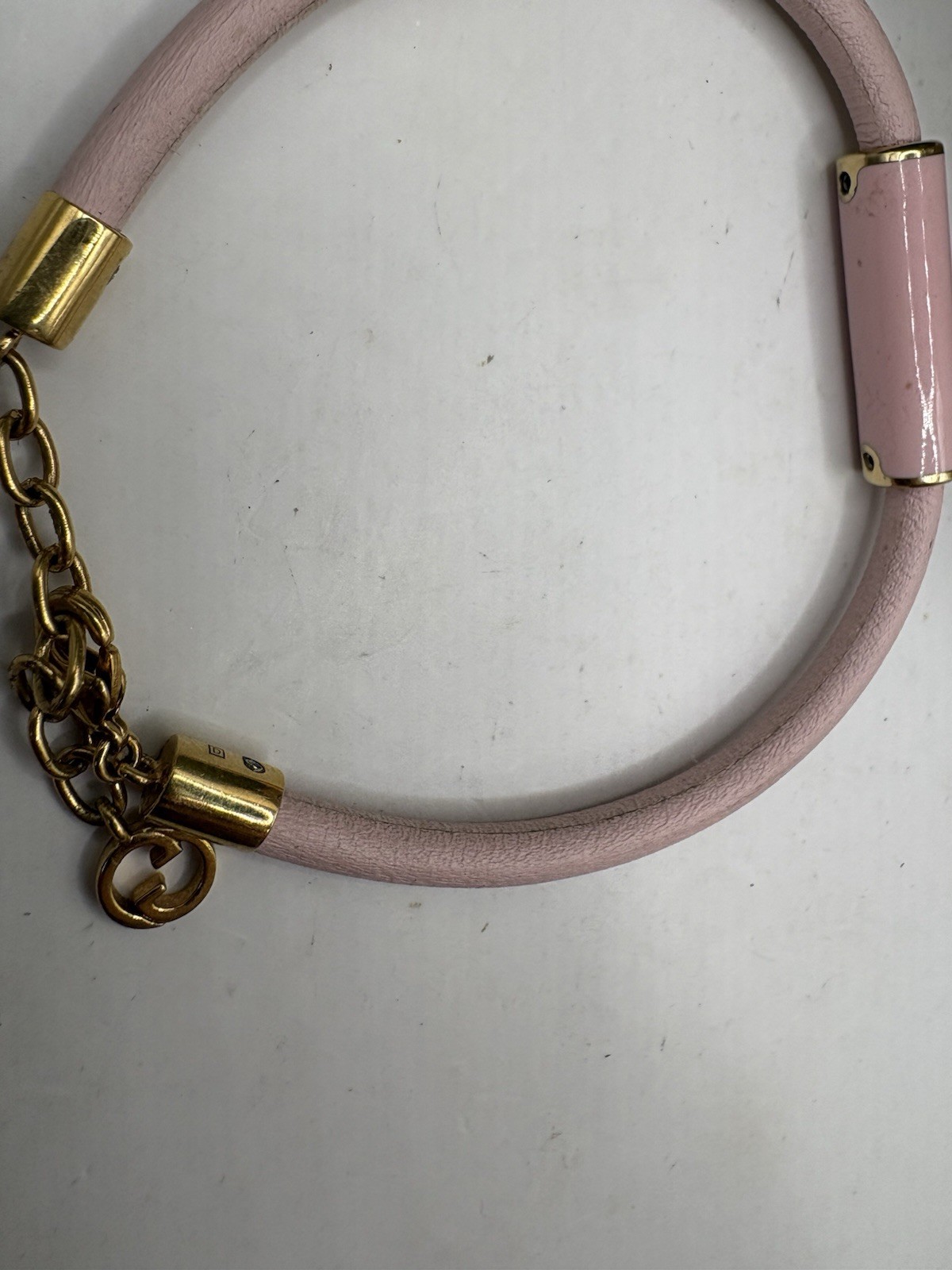 Gucci Pink Leather Enamel Bracelet With Box & Dust Bag