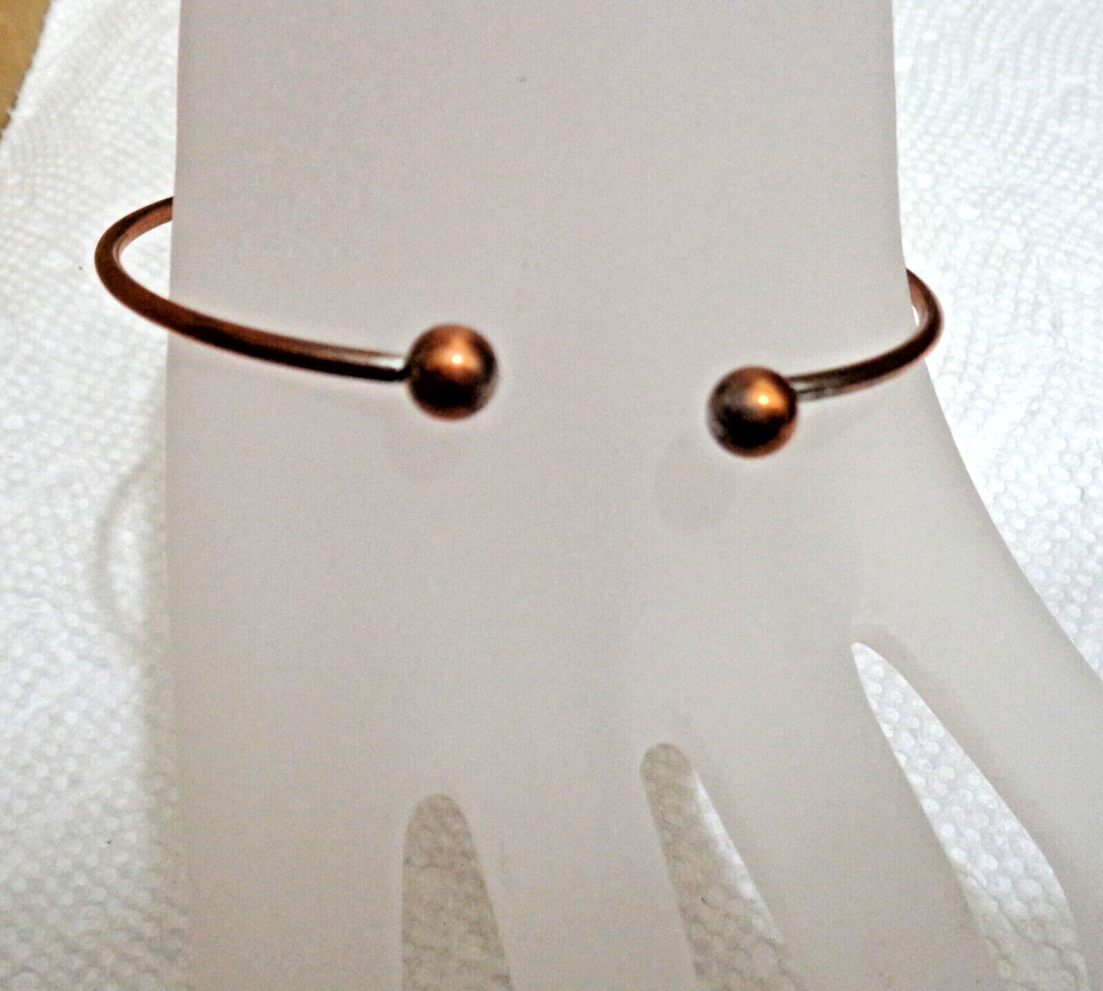 Size 7 Copper Wire Ball End Cuff Bracelet 2 1/2″ diameter 1 mm 6.1 gm