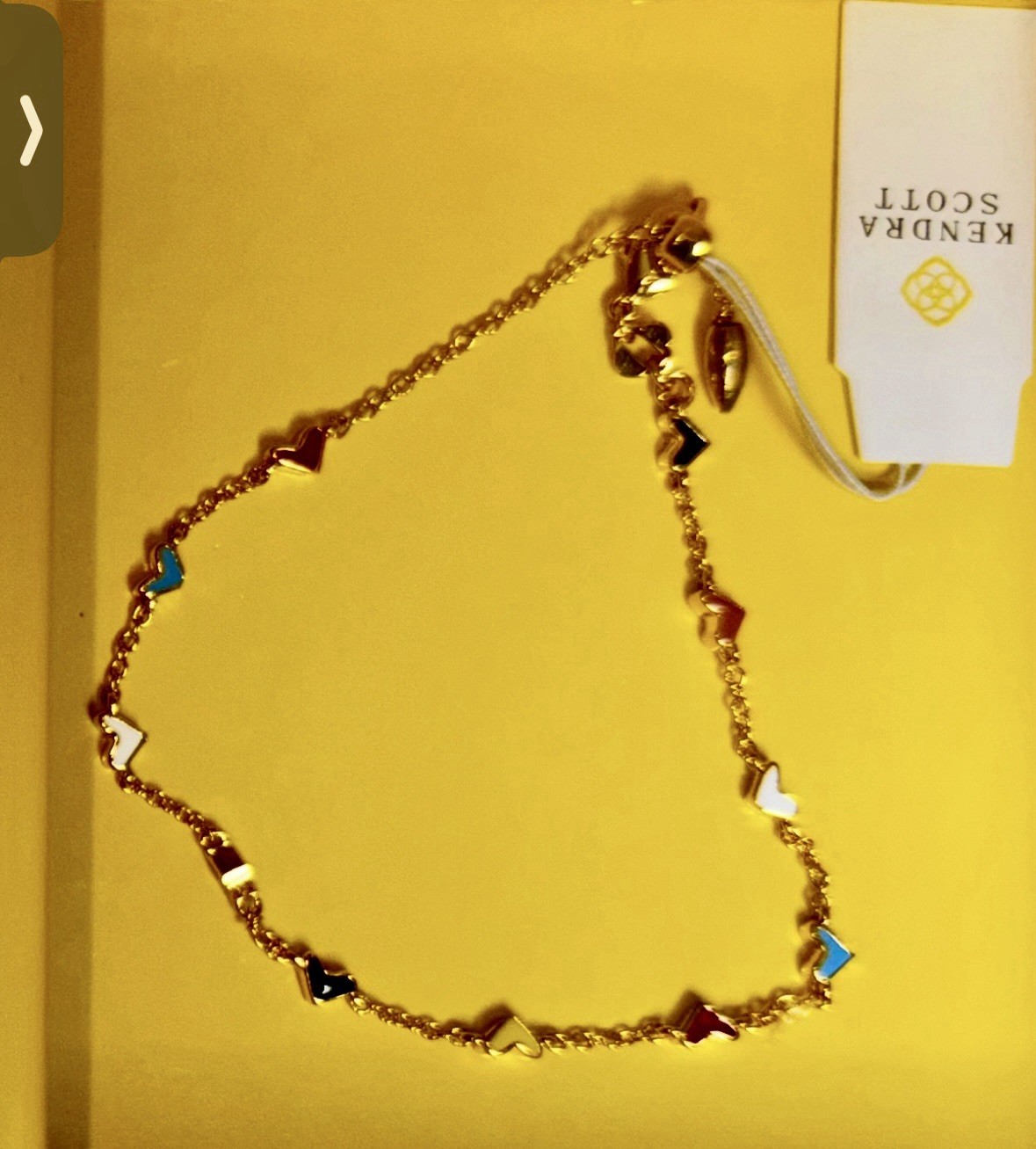 Kendra Scott Dainty Multi Heart Bracelet. Slider Adjustment. Gold Tone