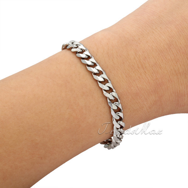 Men’s Chain 3/5/7/9/11mm Stainless Steel Bracelet Silver Curb Cuban Link 7-11″