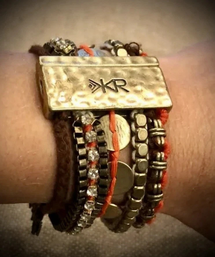 SILPADA K & R KRB0040 MAGIC CARPET Brass Swarovski Crystal 7.5″ Bracelet EUC