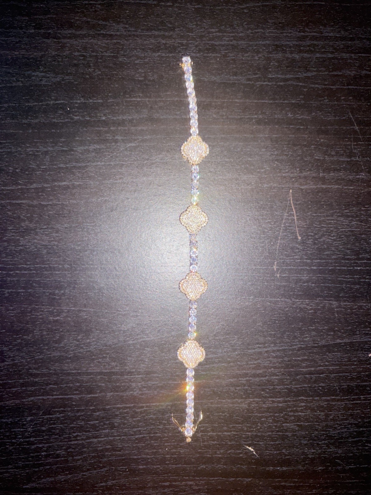 Moissanite Tennis Chain Bracelet Tone Gold Accents Stackable