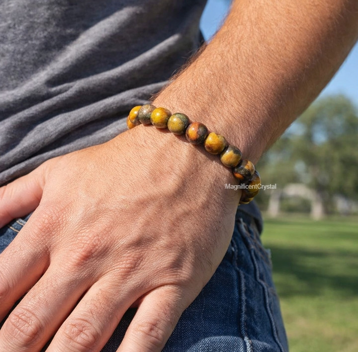 High Quality Bumblebee Yellow Jasper Stretch Bracelet Healing Energy Jewelry