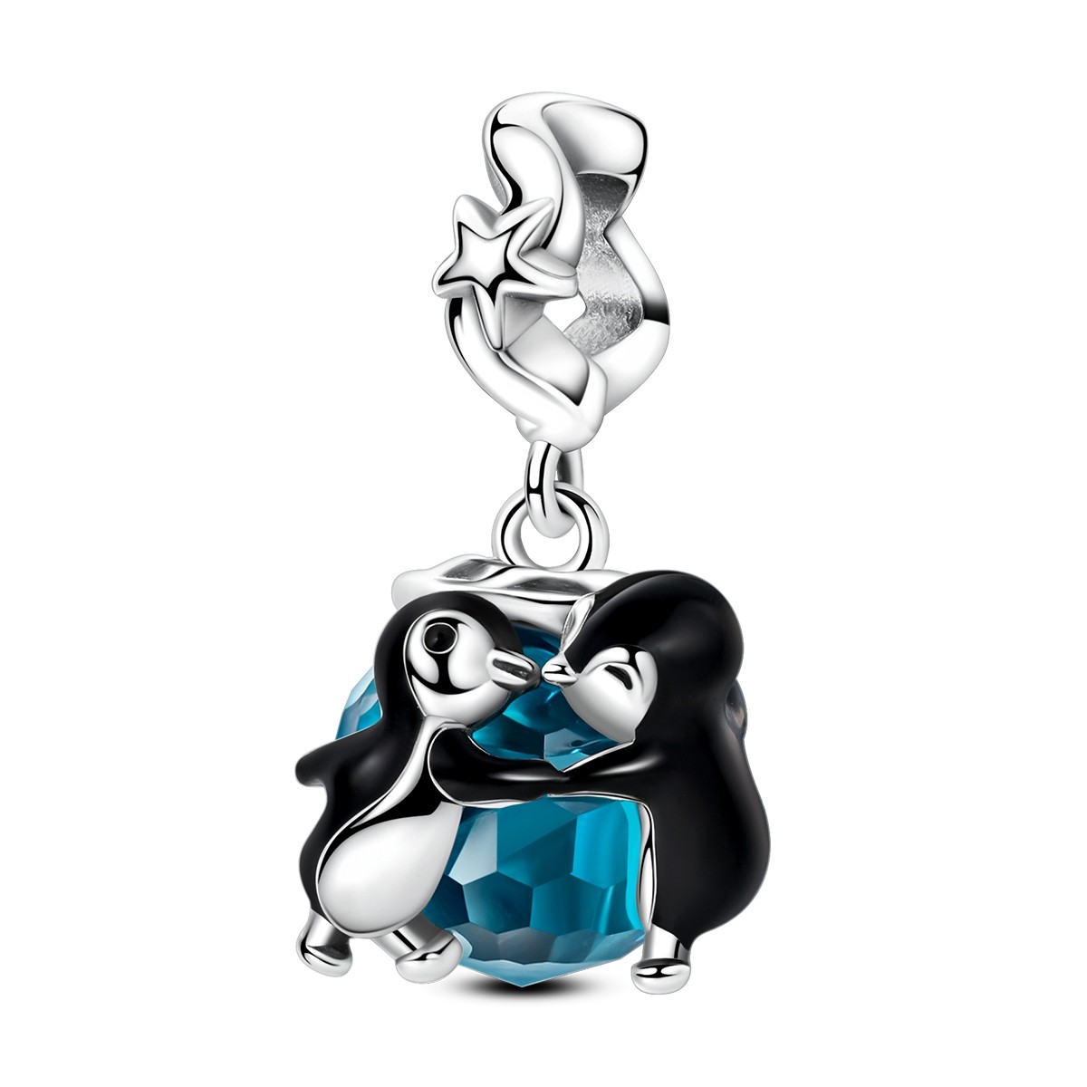 MULA 925 Sterling Silver Charm Enamel Penguin Dance Pendant for Women Bracelet