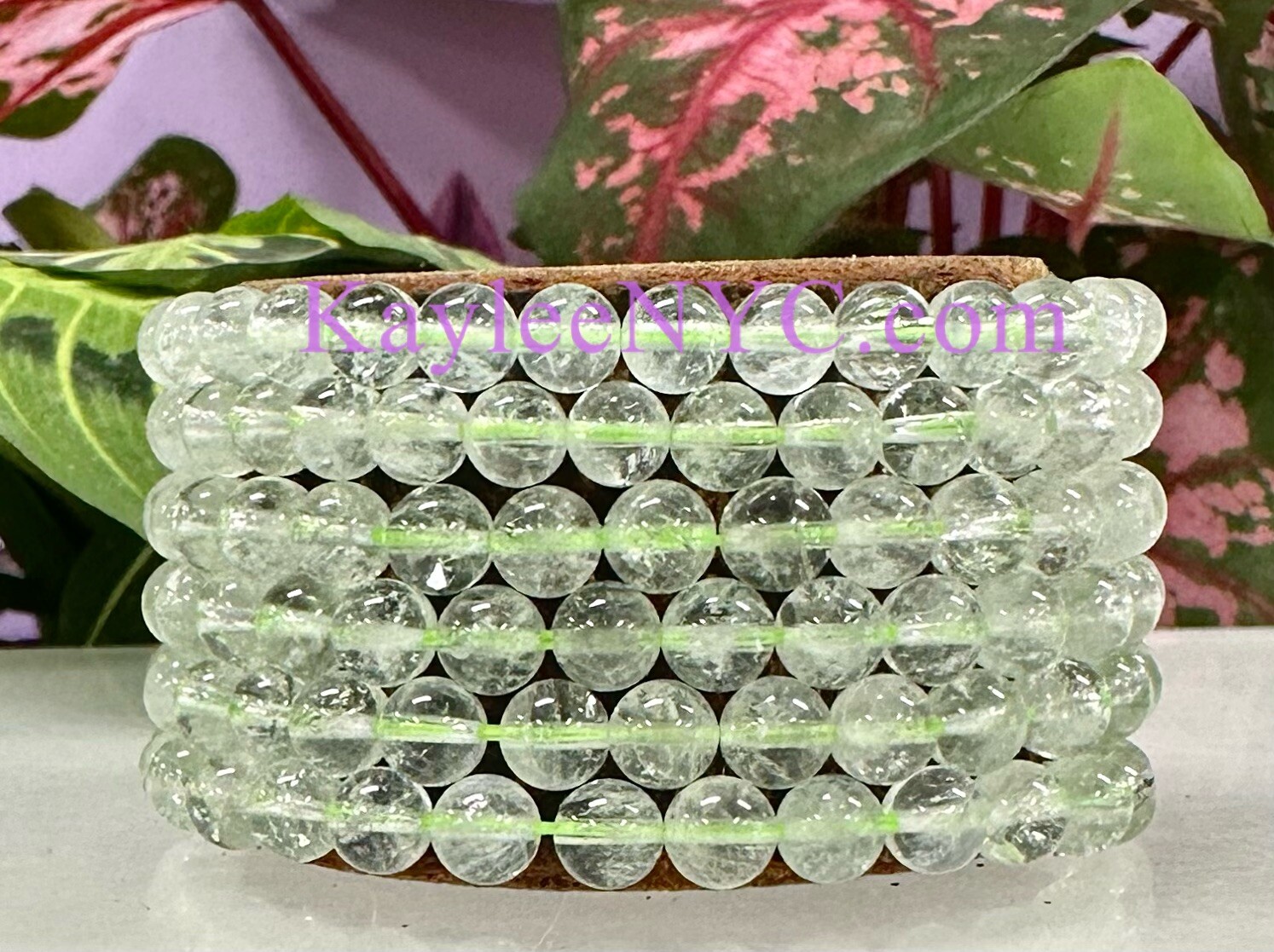 Wholesale 6 Pcs Natural Prasiolite 6mm 7.5” Crystal Healing Stretch Bracelet