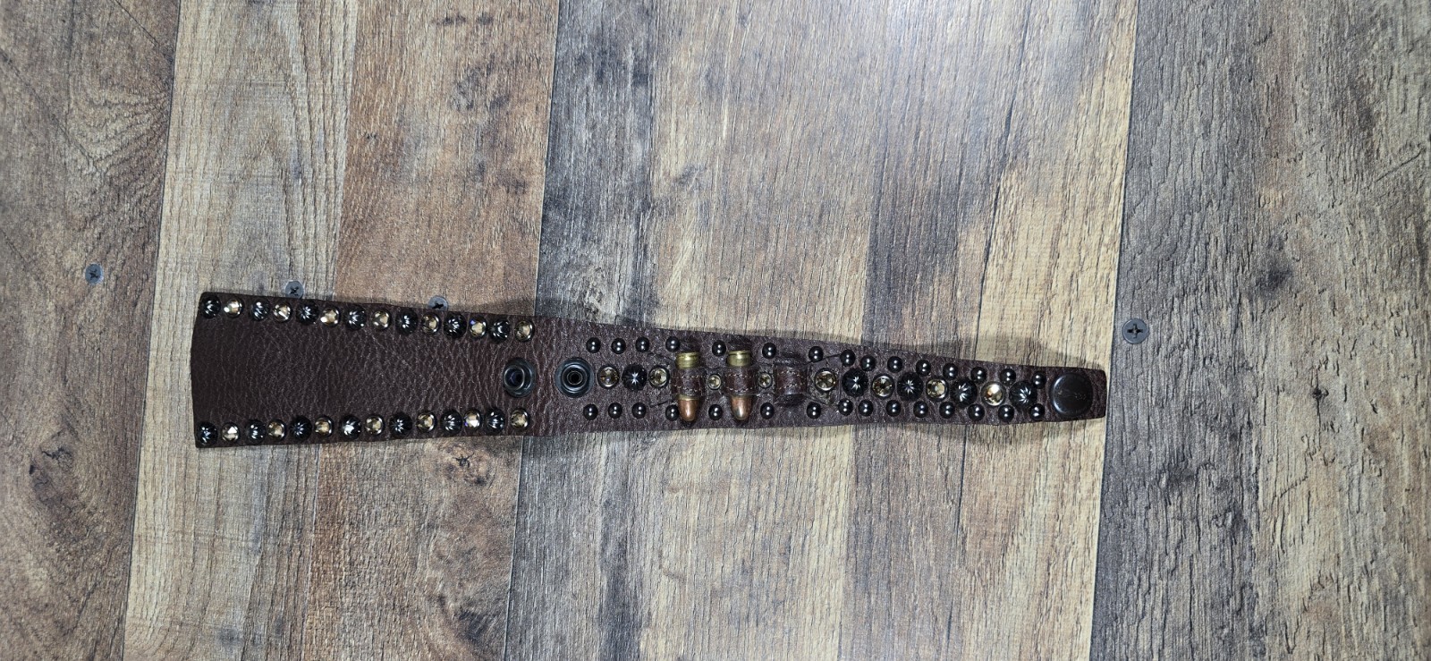The Rowdy Cowgirl Leather Bracelet Gunslinger Cuff Fake Bullets Pre Owned