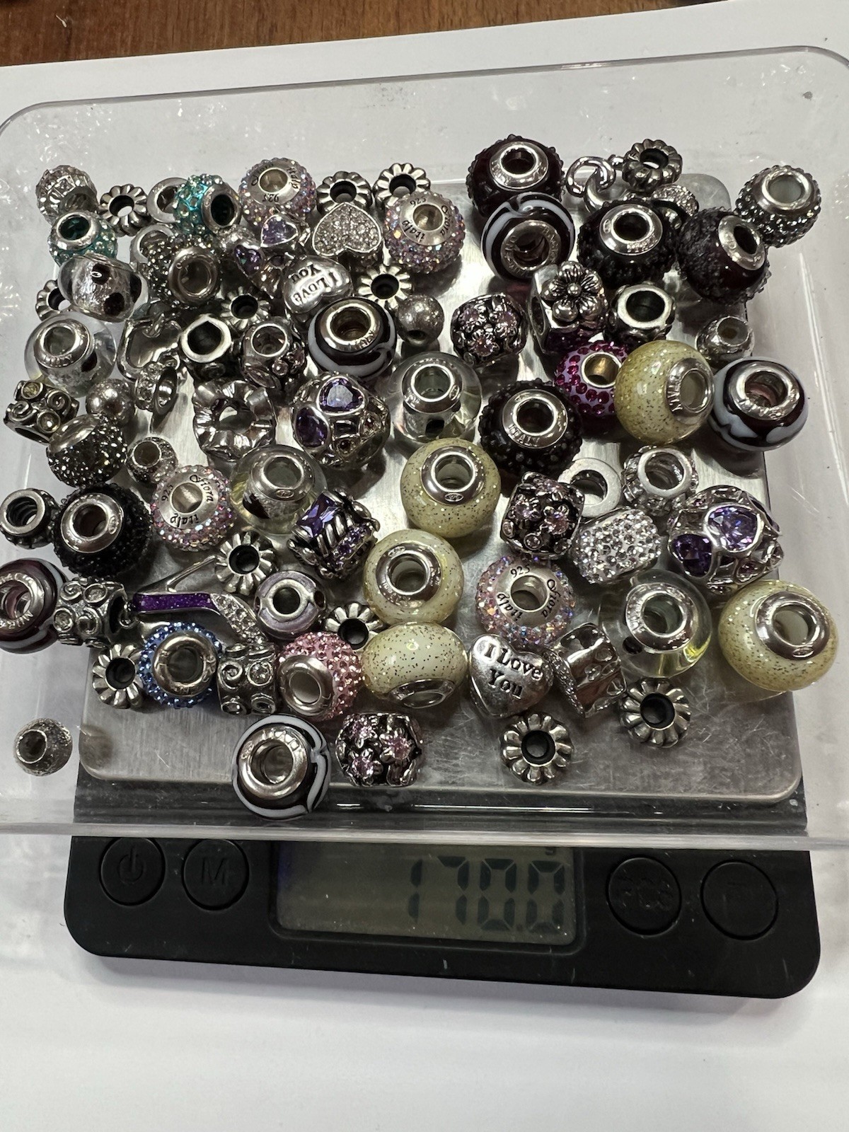 Sterling Silver 925 European Charm Beads Lot Murano Glass Crystal Bracelet Italy
