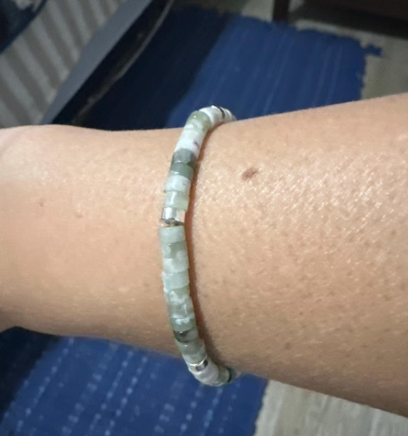 Green Jade Minimalist Bracelet 4mm Tiny Tube Birthstone Bracelet Birthday Gift