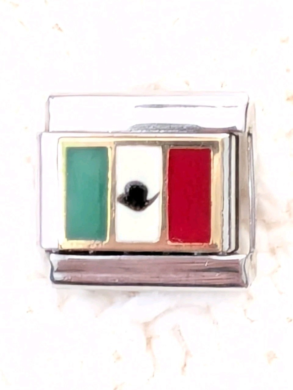 Gold & Steel Mexico Mexican Flag Italian Charm Classic 9mm Link E157