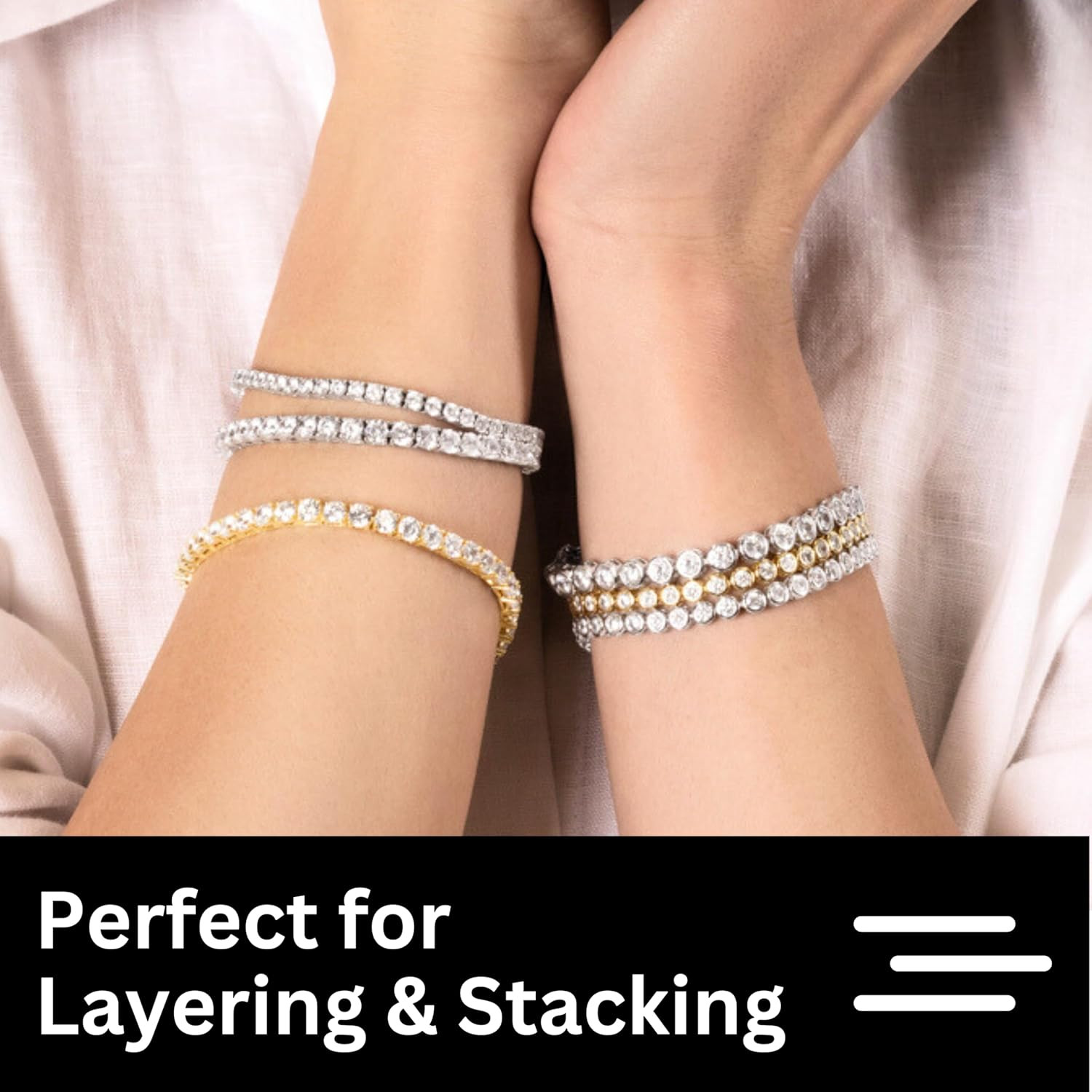 Tennis Bracelets for Women Gold Plated round Cut CZ | 5A Cubic Zirconia Simulate