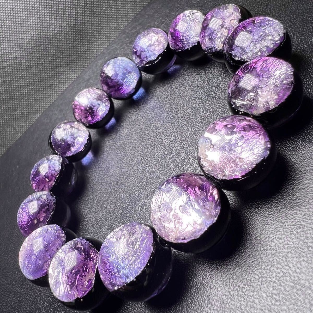 Ryukyu Firefly Glass Bracelet Glow in Dark Okinawa Japan Marine purple 14mm