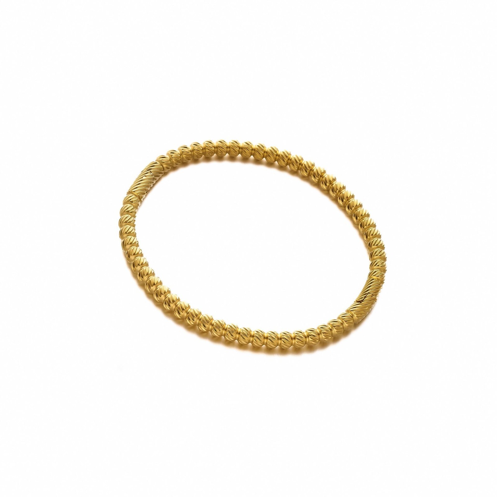 Woman 18K Gold Plated Texture Beaded Cuff Bracelet Bangle Anti-tarnish
