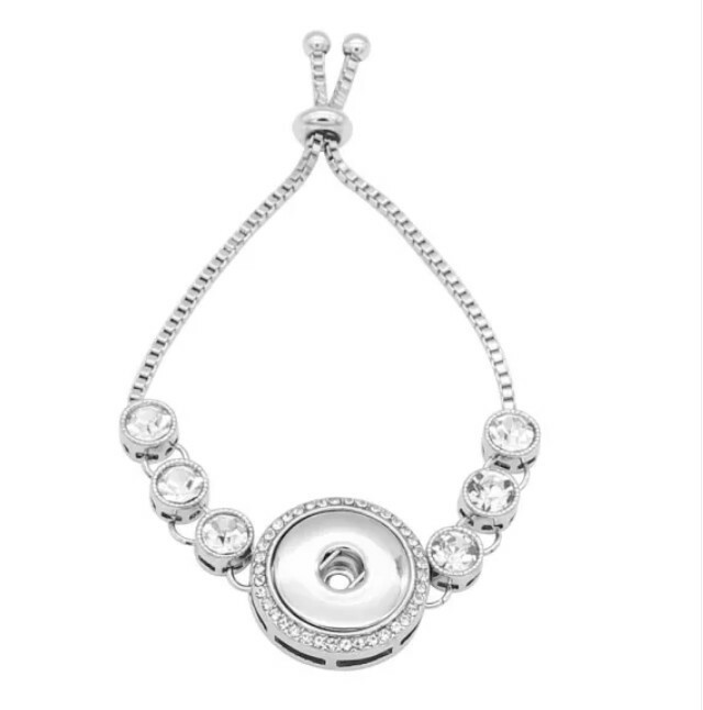 Snap Jewelry CZ Rhinestone Halo Slider Bracelet fits 18-20mm Ginger Snaps New