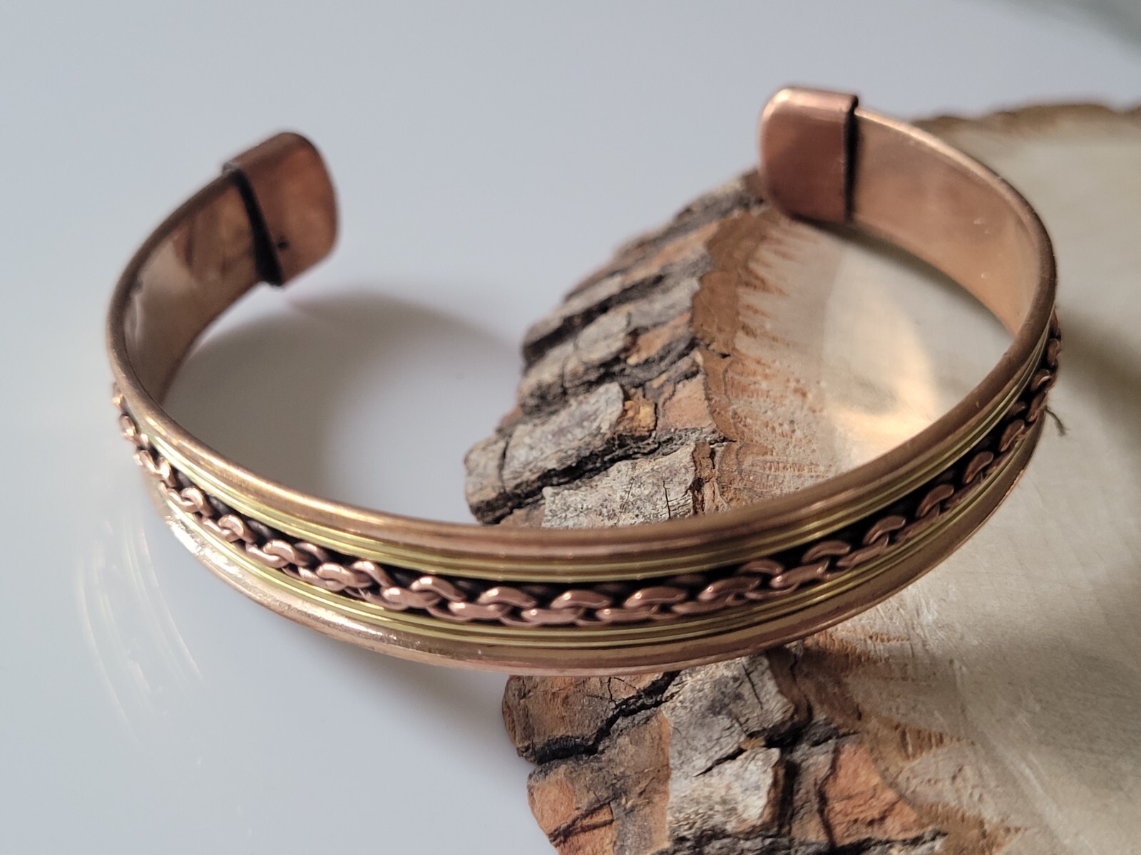 2 Pack Pure Copper Bracelet Solid Copper Arthritis Pain Relief Cuff Bangle Chain