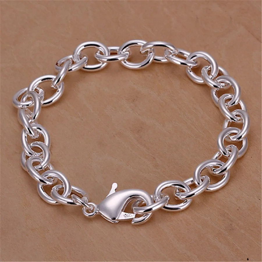 Solid Chain Bracelet 925 Sterling Silver Adjustable Womens Jewelry Classic Style
