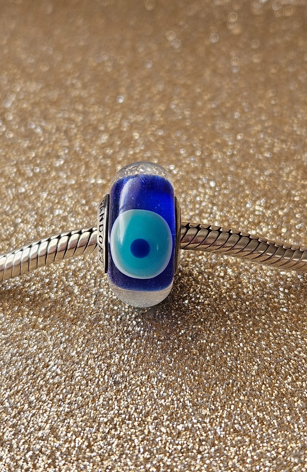 Authentic Pandora Silver Evil Eye Murano Charm
