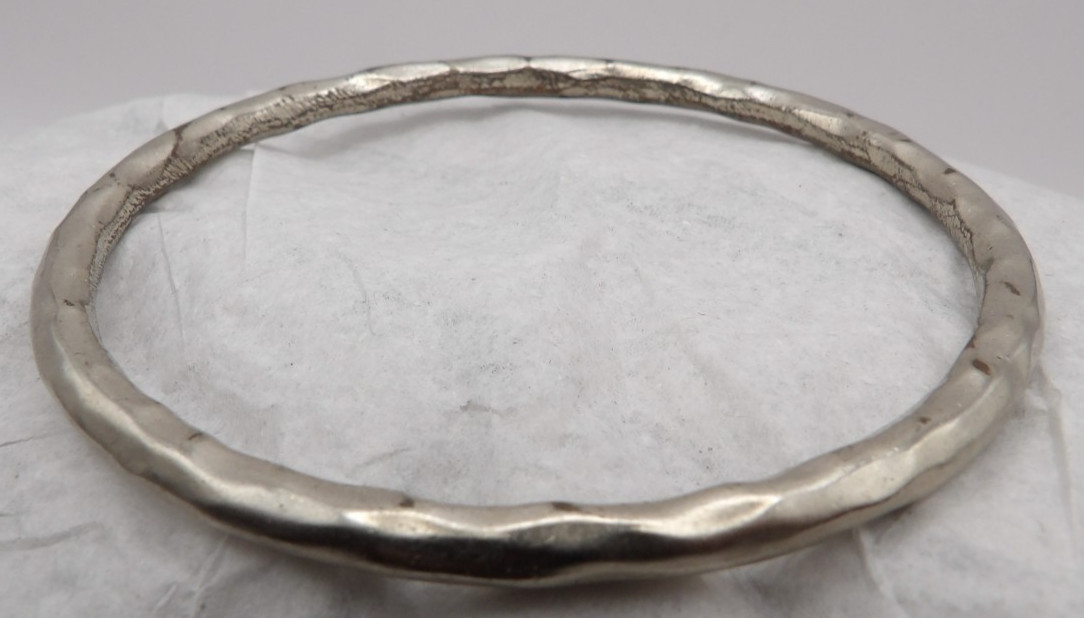 Silver-Tone Metal Hammered Bangle Bracelet Woman’s – 2 5/8 in dia.