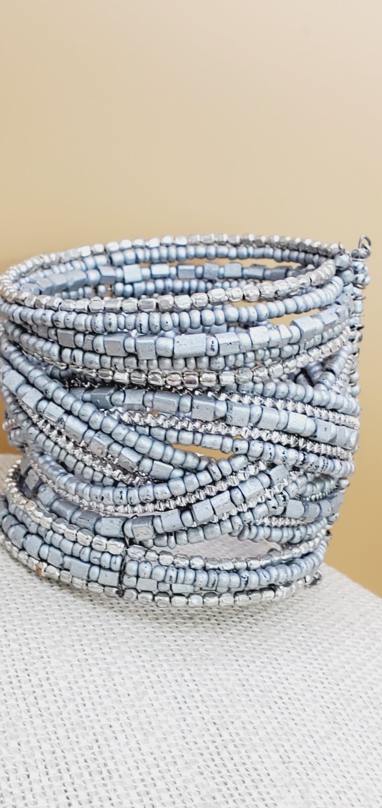 Multi beaded Gray bohemian Bangle Cuff Bracelet bl05