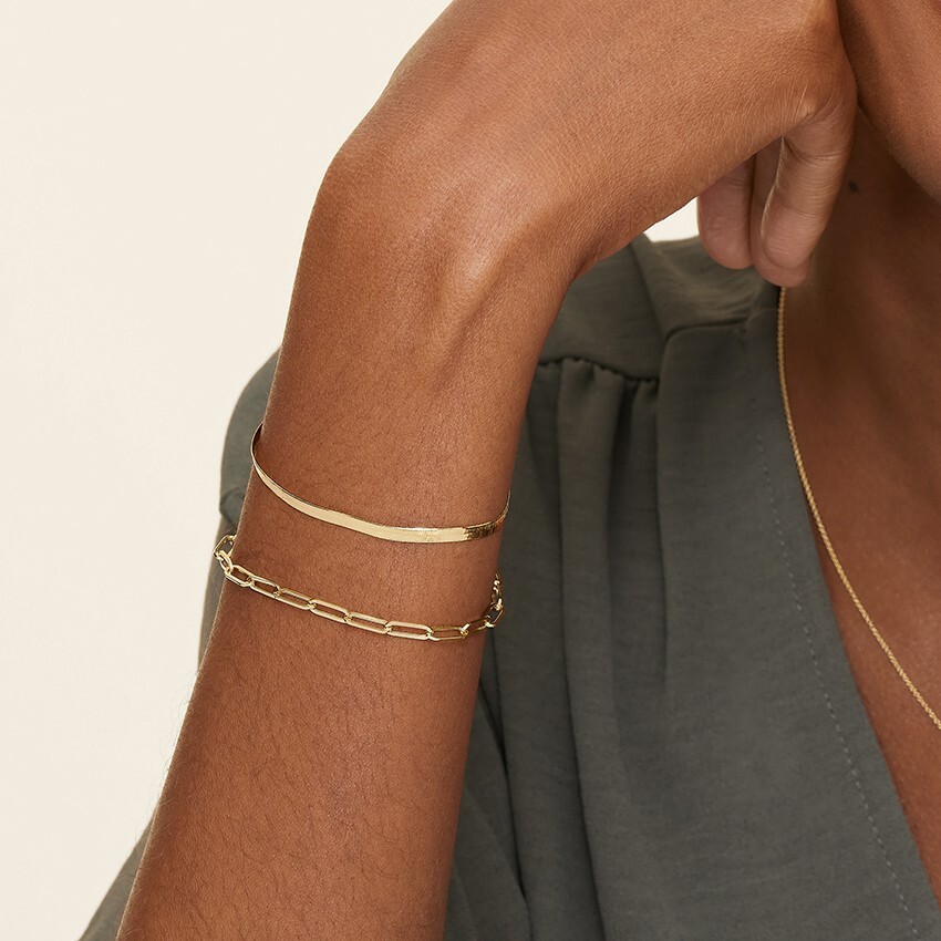 “Devon Paperclip Chain Bracelet (Large): 14CT Gold-Plated on Sterling Silver”