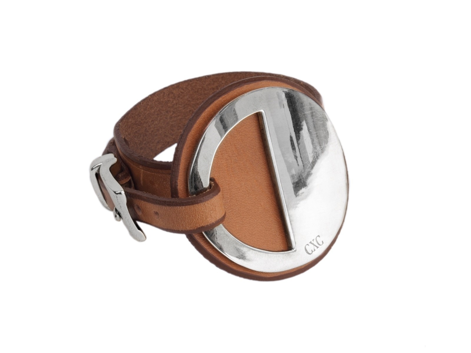 Bracelet CXC Italian leather with pleated silver made in Spain