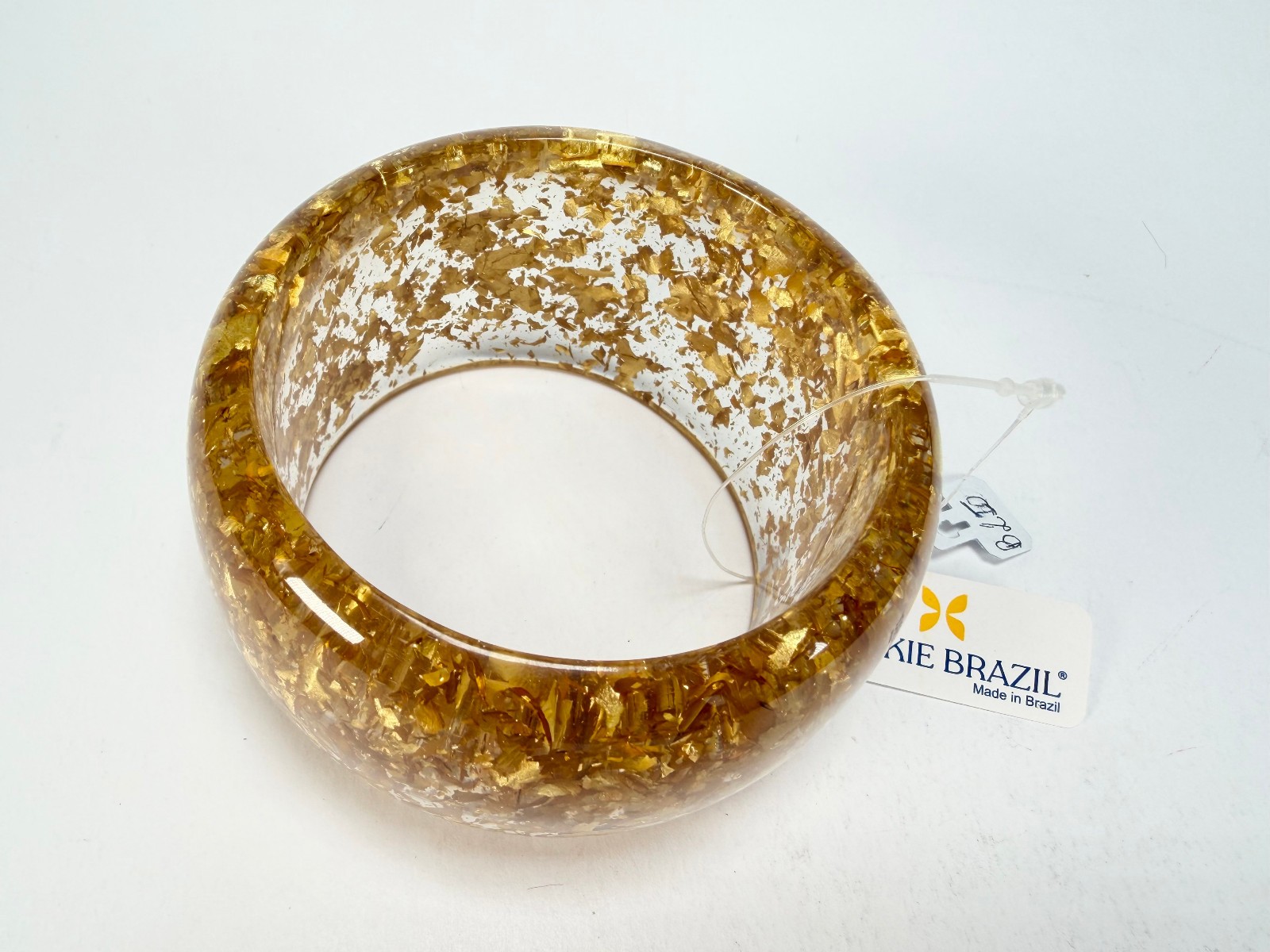 Jackie Brazil “Carmen” Gold Flakes 5cm Resin Bangle ( B2500 )