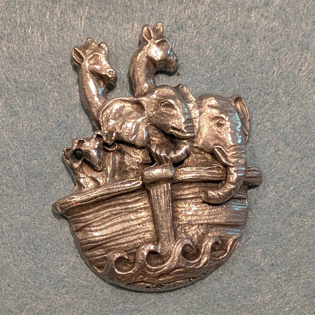 Silver Tone Metal Noah’s Ark Religious Charm, No Main/Secondary Stone