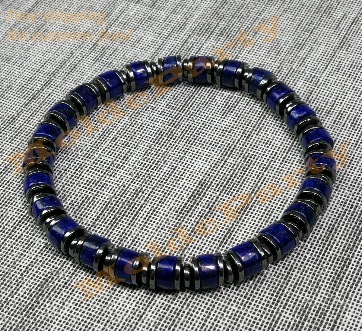 Handmade Natural Lapis Lazuli Beaded Stretch Bracelet Women Boys Gift Healing