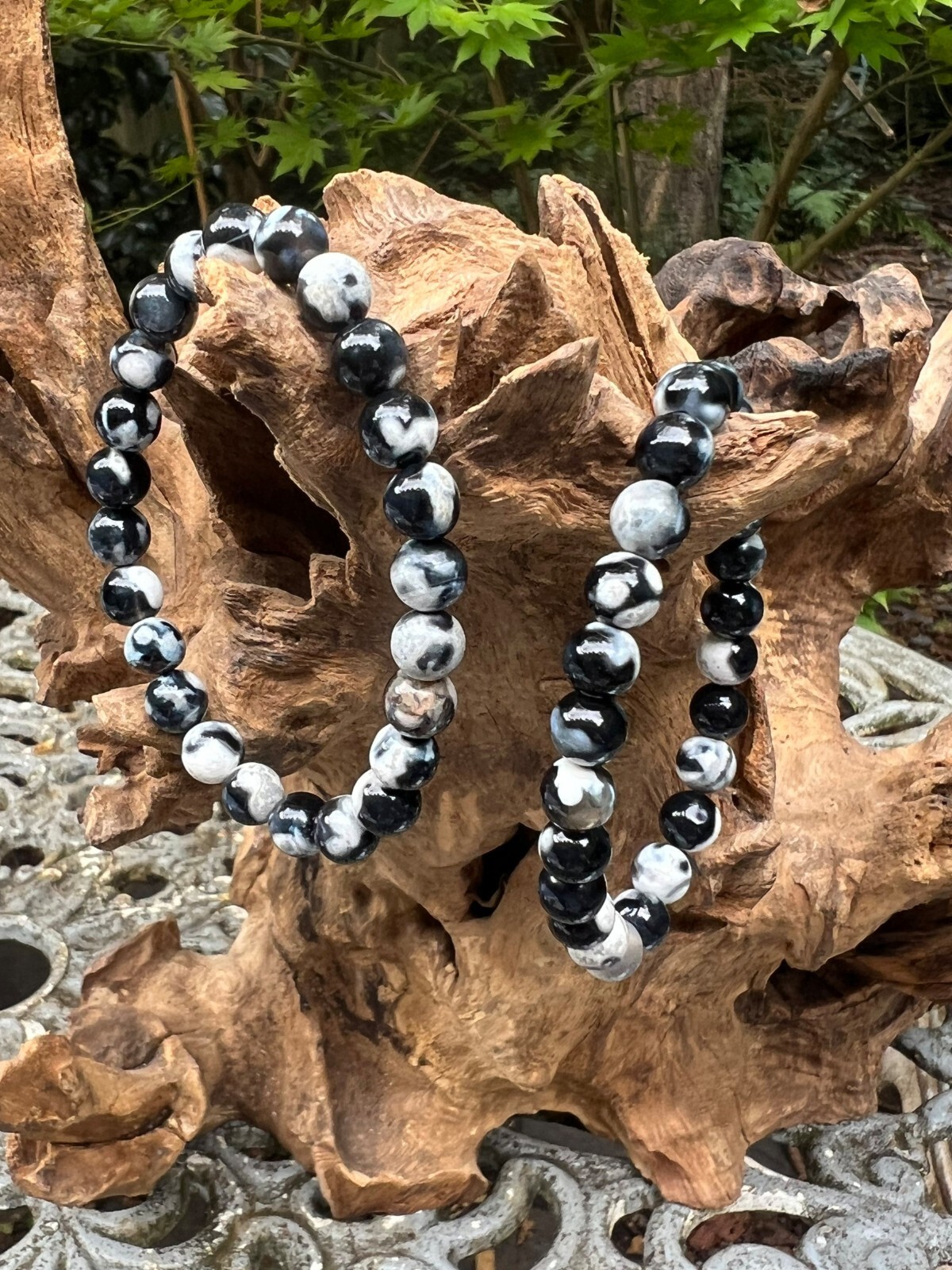 Natural Orca Agate 8mm Beads Healing Reiki Crystal Energy Stretch Bracelet Gift