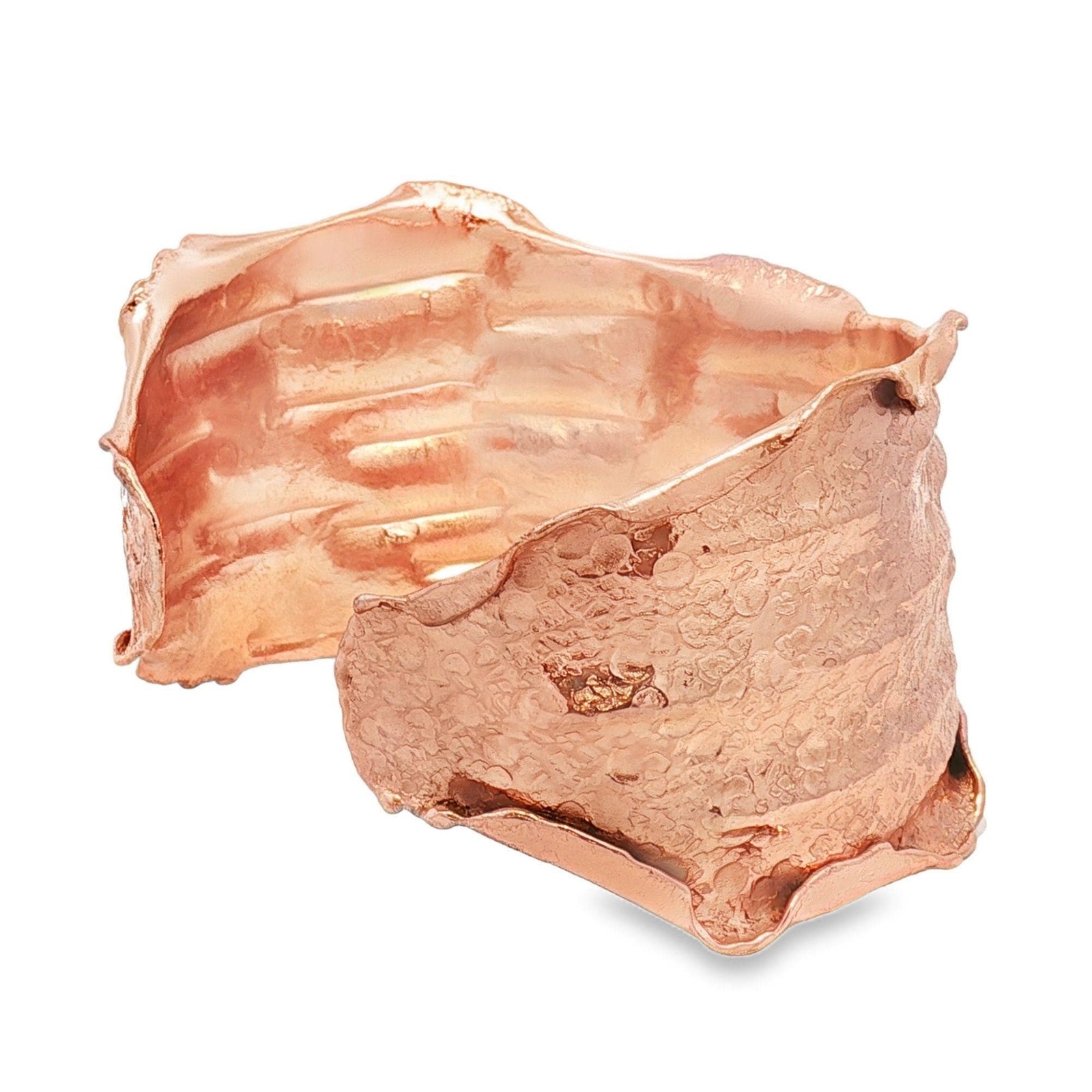 Copper Cuff Bracelet Solid Copper Crinkled Torn Edge Adjustable Style