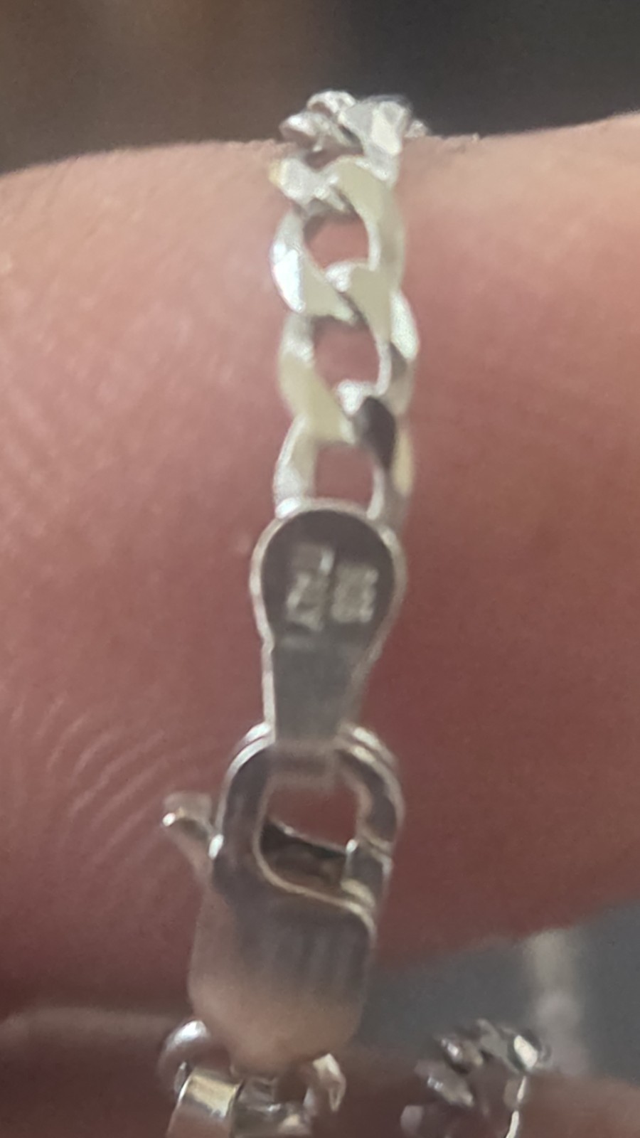 7 in Sterling Silver 925 Curb Link Chain Bracelet, Lobster Clasp, Signed 3mm