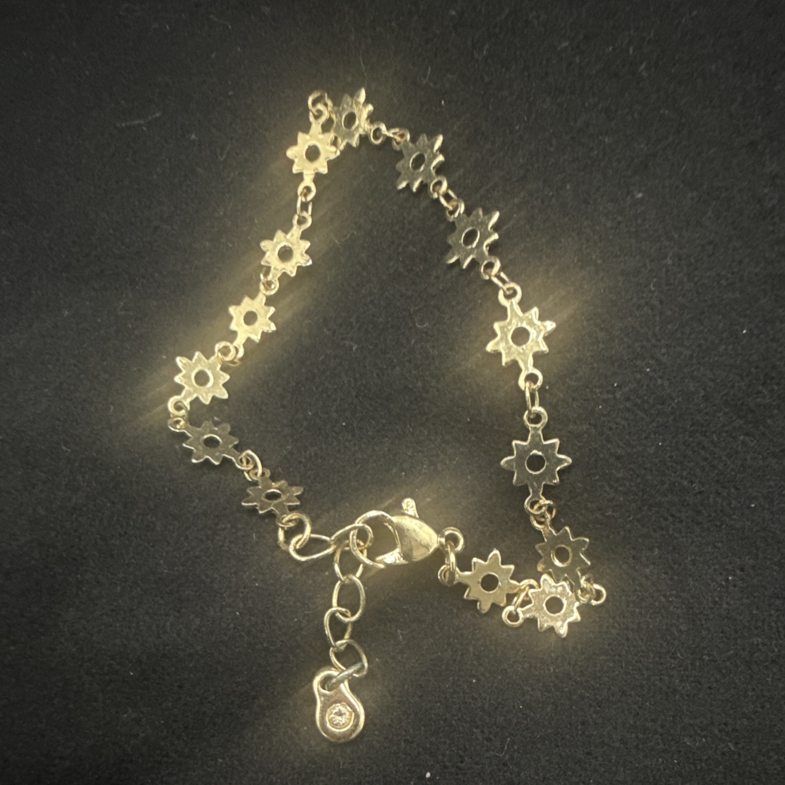 Gold Tone Star Dangle Charm Cable Chain Bracelet, Adjustable, Lobster Clasp