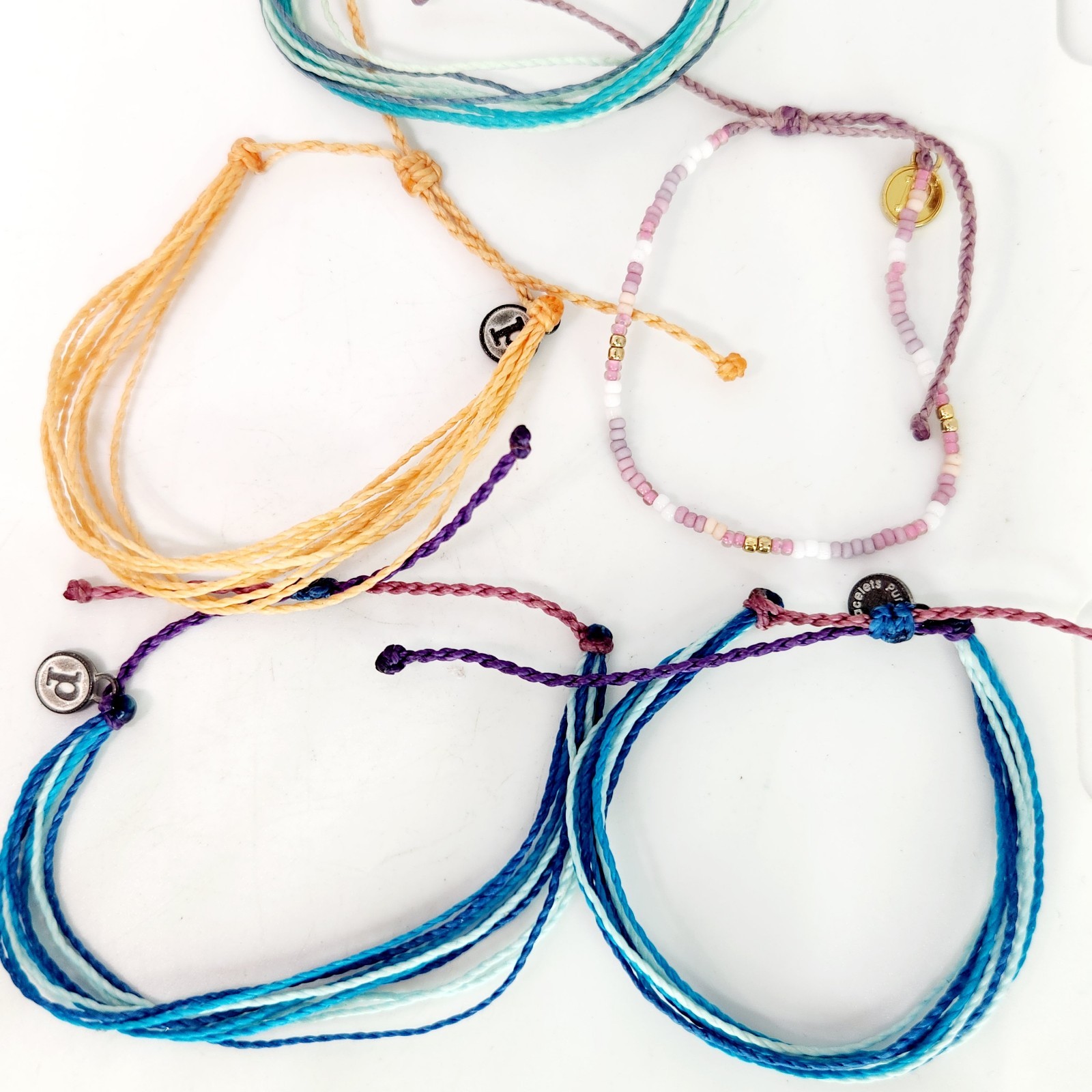 Pura Vida Lot Of 5 String Bead Waterproof Adjustable Bracelet Pack Surf Beach