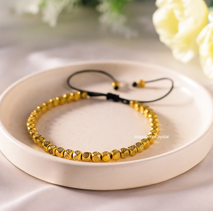 Minimalist Copper Gold Bead Bracelet Tibetan Luck Wealth Jewelry Healing Gifts