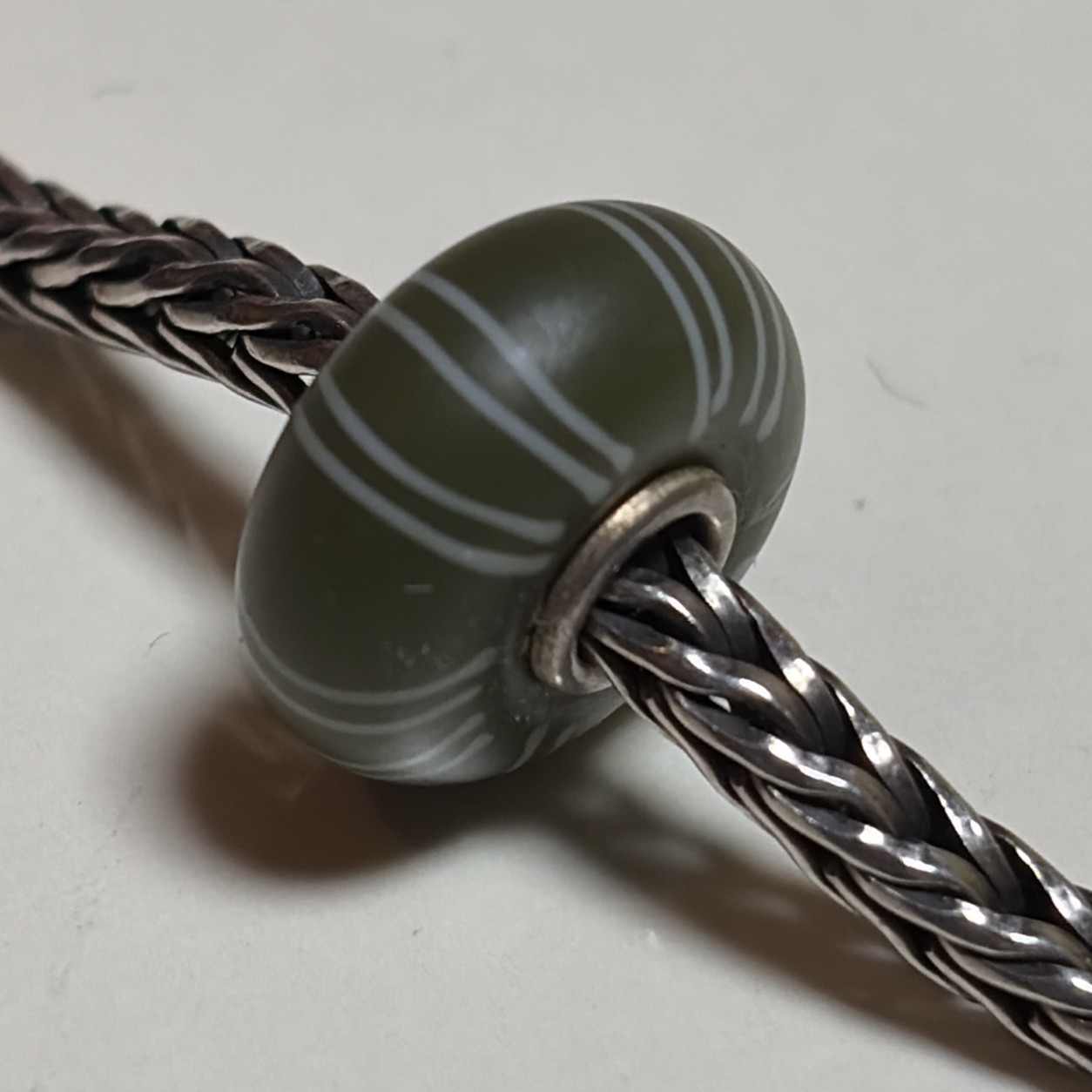 Trollbead Kimono “Seigaiha” Bead RETIRED HARD TO FIND Gray Olive Limited Edition