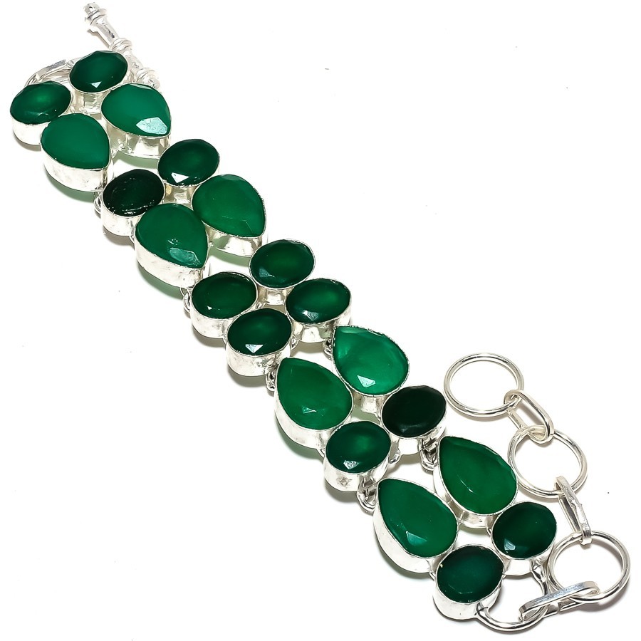 Emerald(Simulated) Gemstone Handmade Bracelet 7-8″