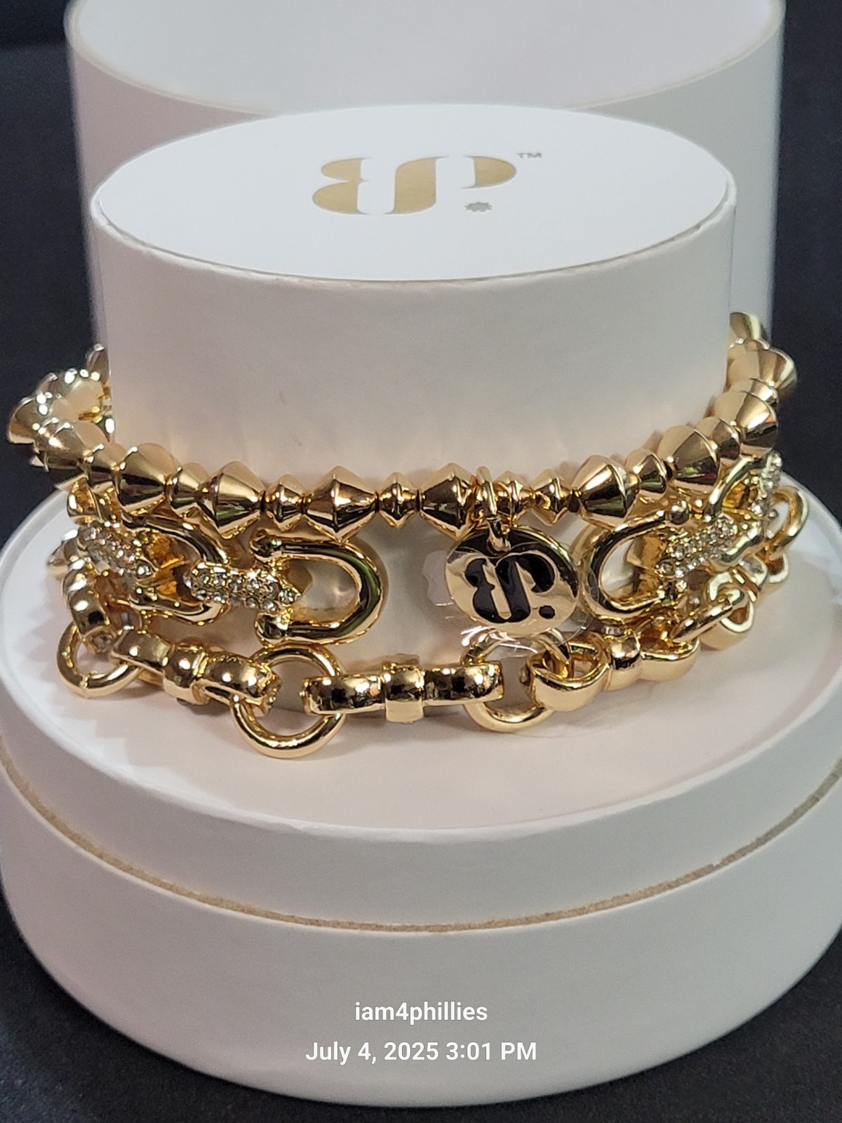 Bomb Party Stacks ST84075- Nowhere I’d Rather Be, Lab Created Stones Gold Plated