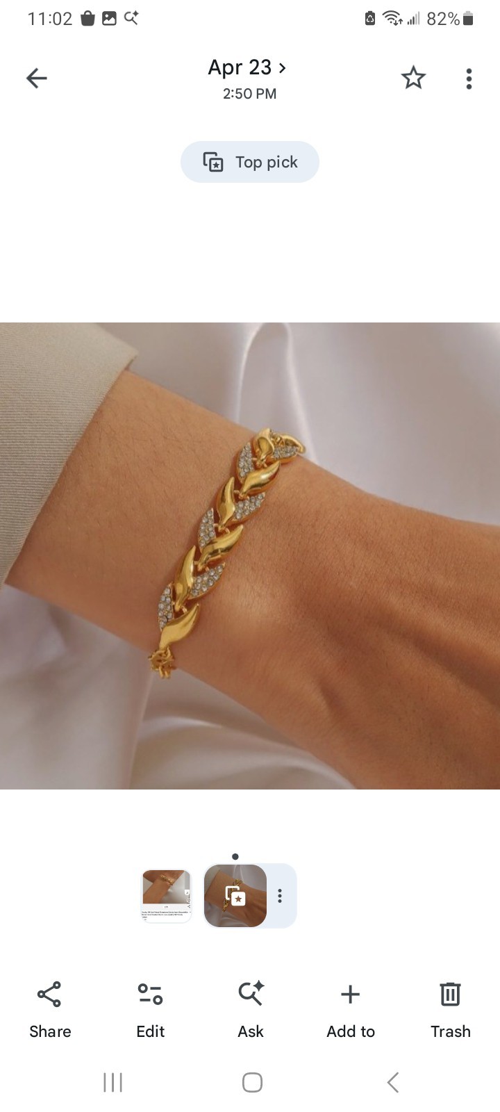 14K Gold-Plated Women’s Bracelet With Rhinestones