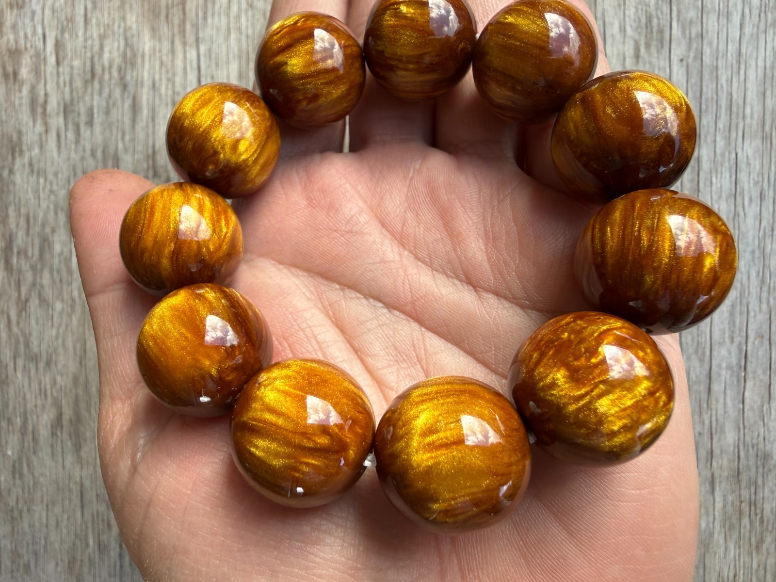 20 mm beads Resin Goldsand imitation golden brown beaded bracelet for woman
