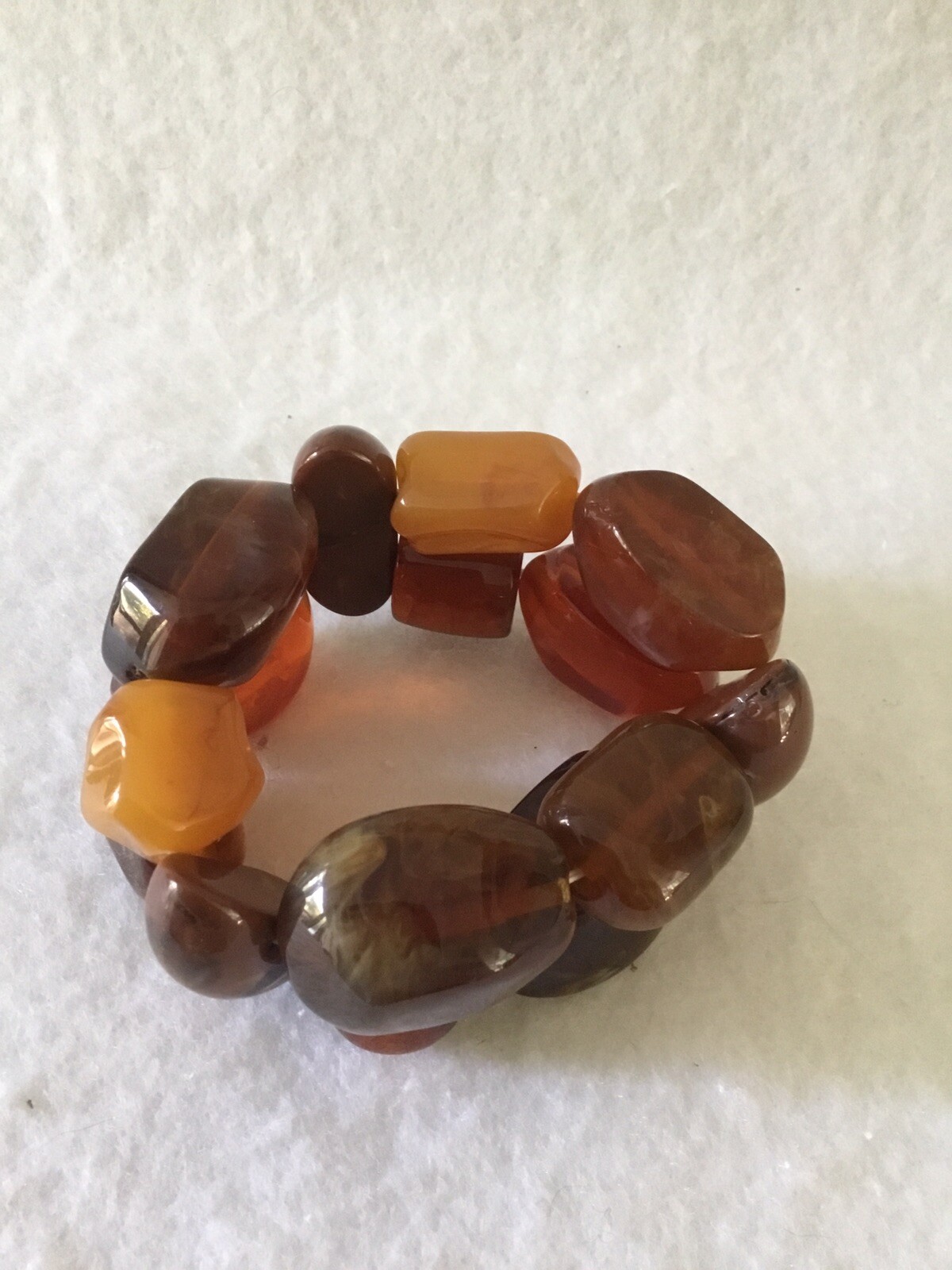 Fashion Chunky Stretch Bracelet, Orange, Butterscotch & Brown, New W/ Tag