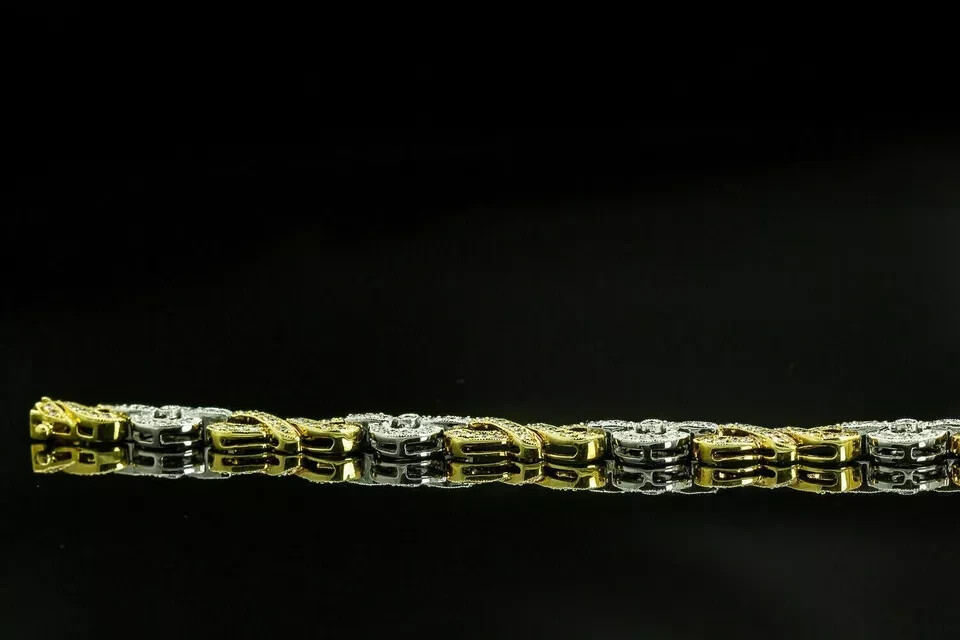 6 inch 8.48 Ct Simulated Diamond 14K Two-Tone Gold Plated Women Tennis Bracelet