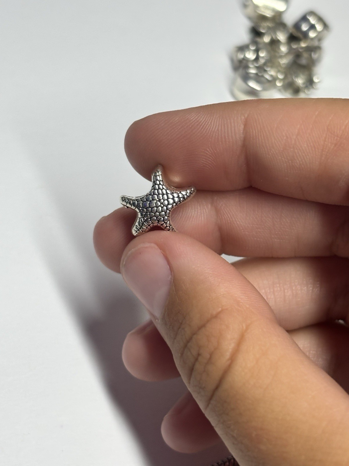 Starfish Charm Bead Silver Tone Fits Snake Chain Charm Bracelet Unbranded