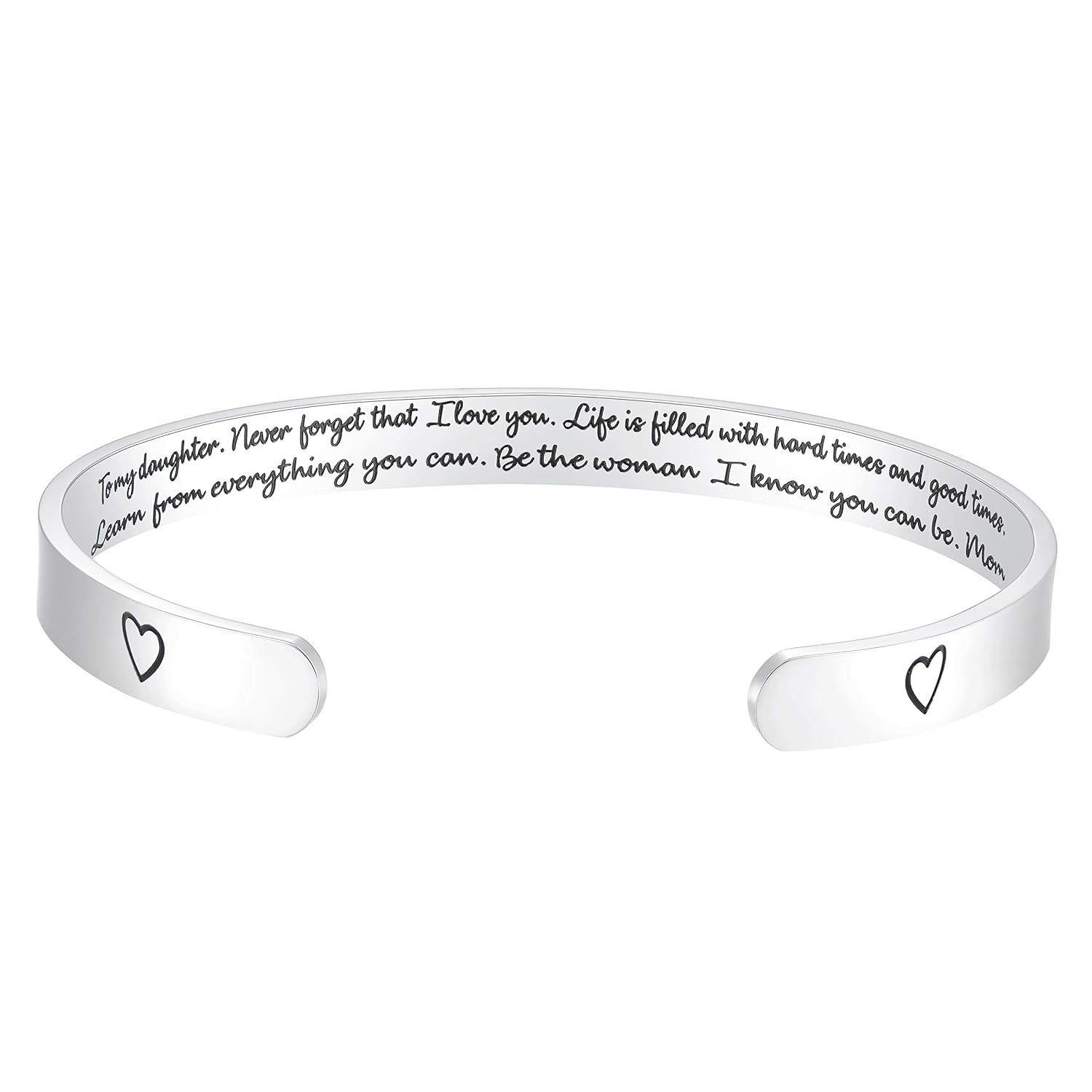 Stainless Steel Engraved Inspirational Bracelet To My Daughter Never Forget I