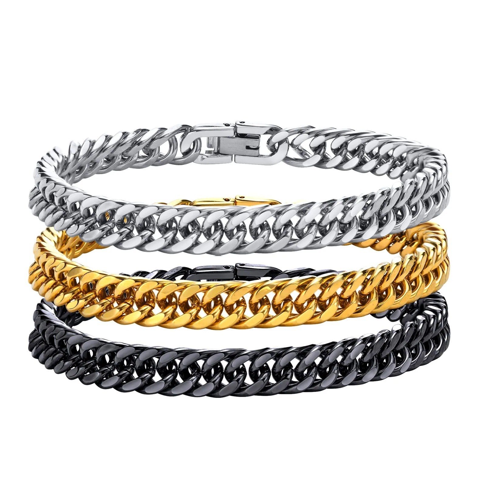 Men’s Stainless Steel Link Bracelet 304 Cuban Chain Hypoallergenic Gift for Him
