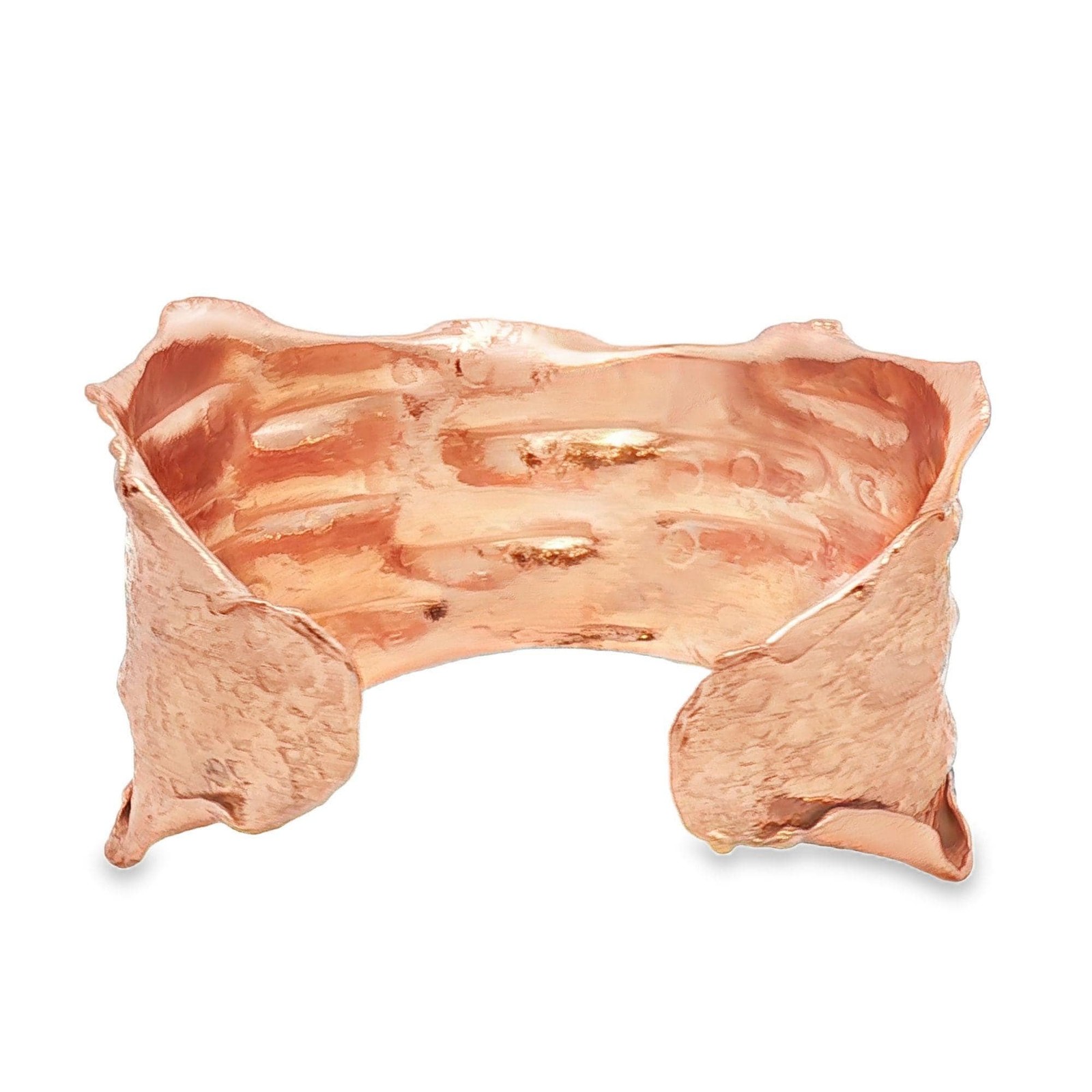Copper Cuff Bracelet Solid Copper Crinkled Torn Edge Adjustable Style