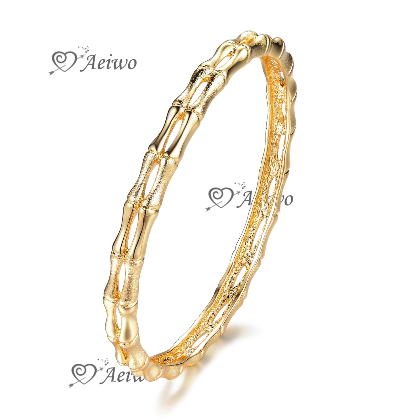 18K 18CT YELLOW GOLD FILLED SLIP ON LADY WOMENS BRACELET DOUBLE BONE BANGLE