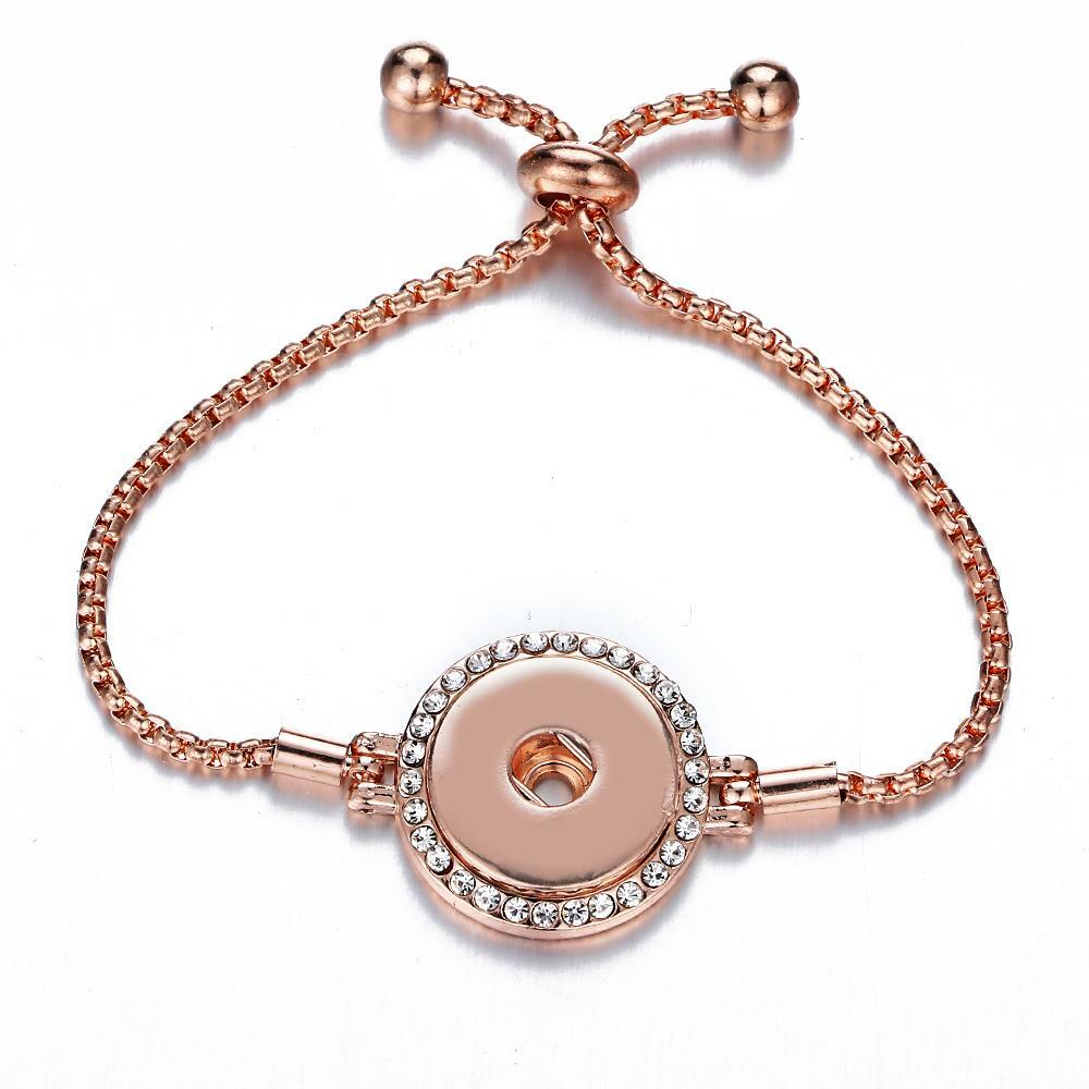 Snap Jewelry Rose Gold Rhinestone Halo Slider Bracelet fits 20mm Ginger Charms